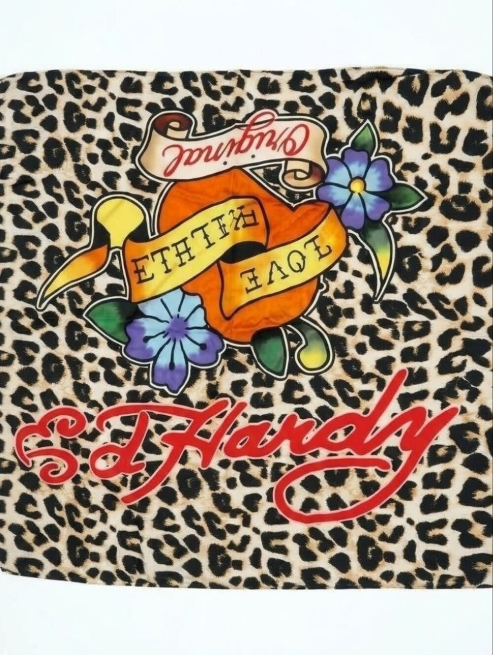 Ed Hardy Eternal Love Leopard Print Scarf NWT